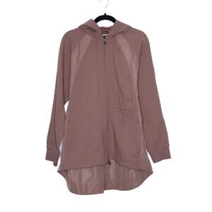 ATHLETA NEW Triumph Hybrid Jacket Rustic Beige Full Zip Hooded Women's M